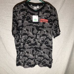 NWT Gray/Black Camo Puma Short Sleeve Core Camo Aop Graphic T-shirt.